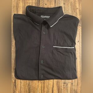 Awareness Kenneth Cole Men's Large Black Short Sleeve Casual Button Down